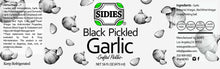 Load image into Gallery viewer, label for the 16 ounce jar of pickled black garlic