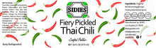 Load image into Gallery viewer, label for jars of fiery pickled thai chili
