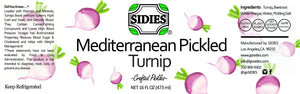 label for 16oz jar of Mediterranean pickled turnip